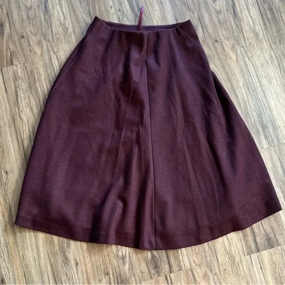 UNIQLO A-line Skirt Wool-Cotton Blend Burgundy Maroon Merlot, Size Small